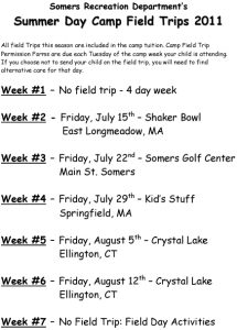 Icon of 2011 Summer Day Camp Field Trip Schedule